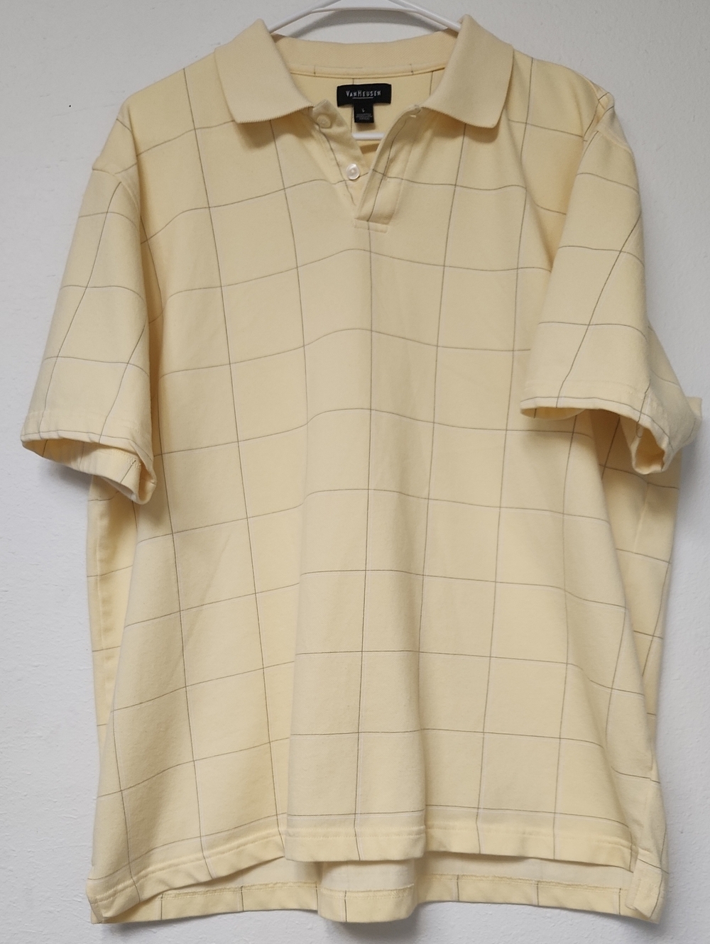 Van Heusen Pale Yellow Windowpane Polo